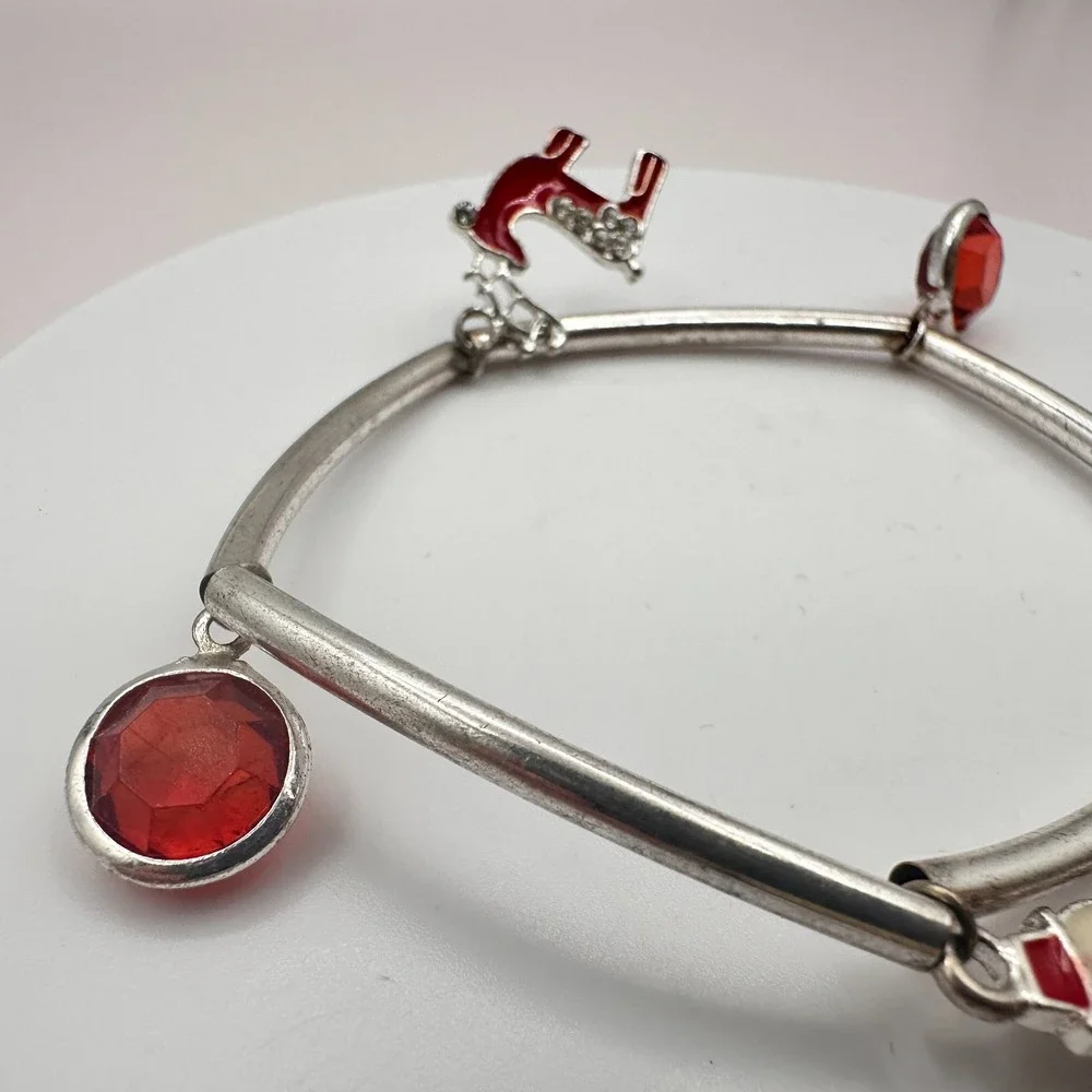 Vintage Y2K Silver Tone Holiday Charm Bracelet - Classic Women's Jewelry